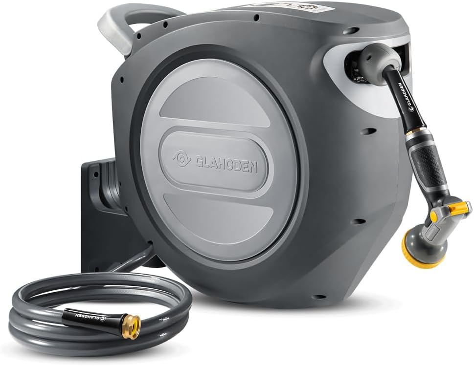 Retractable Garden Hose Reel 1/2 in x 130 ft for Easy Watering