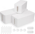 Cable Management Box Organizer Kit (3 Boxes, White) - Tidy Cord Hiders