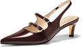 Coutgo Womens Slingback Kitten Heels Mary Jane Pumps