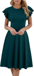 HELYO Women's Semi-Formal Ruffle Sleeves V-Back Dress - Work