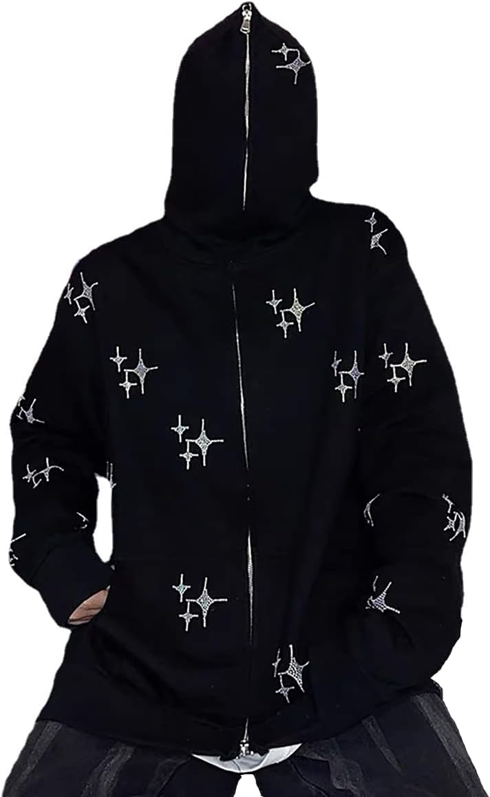 INFENU Gothic Rhinestone Hoodie - Street Style