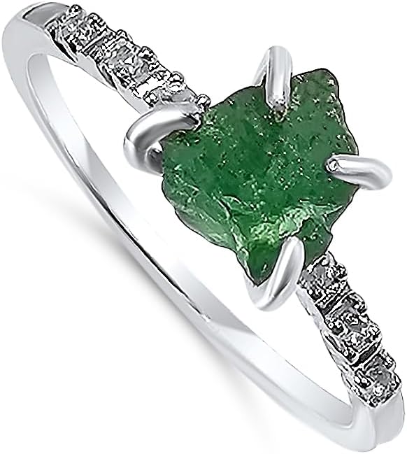 Real Raw Crystal Dainty Ring in White Gold for Birthstone Gifts