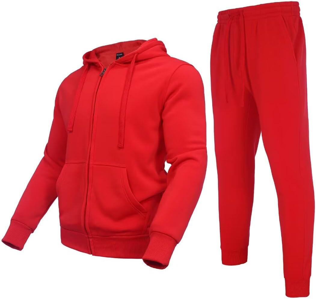 Tracksuit for Men 2 Pieces Fleece Hooded Outfit Casual Set