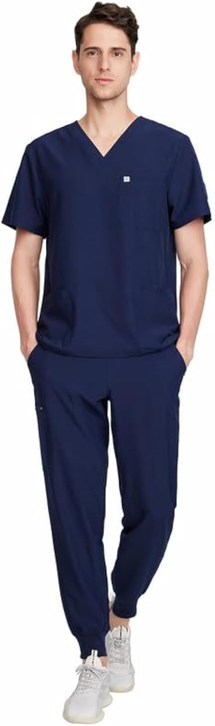 Louis Scrubs Set for Men - Classic V-Neck Top & Jogger Pants