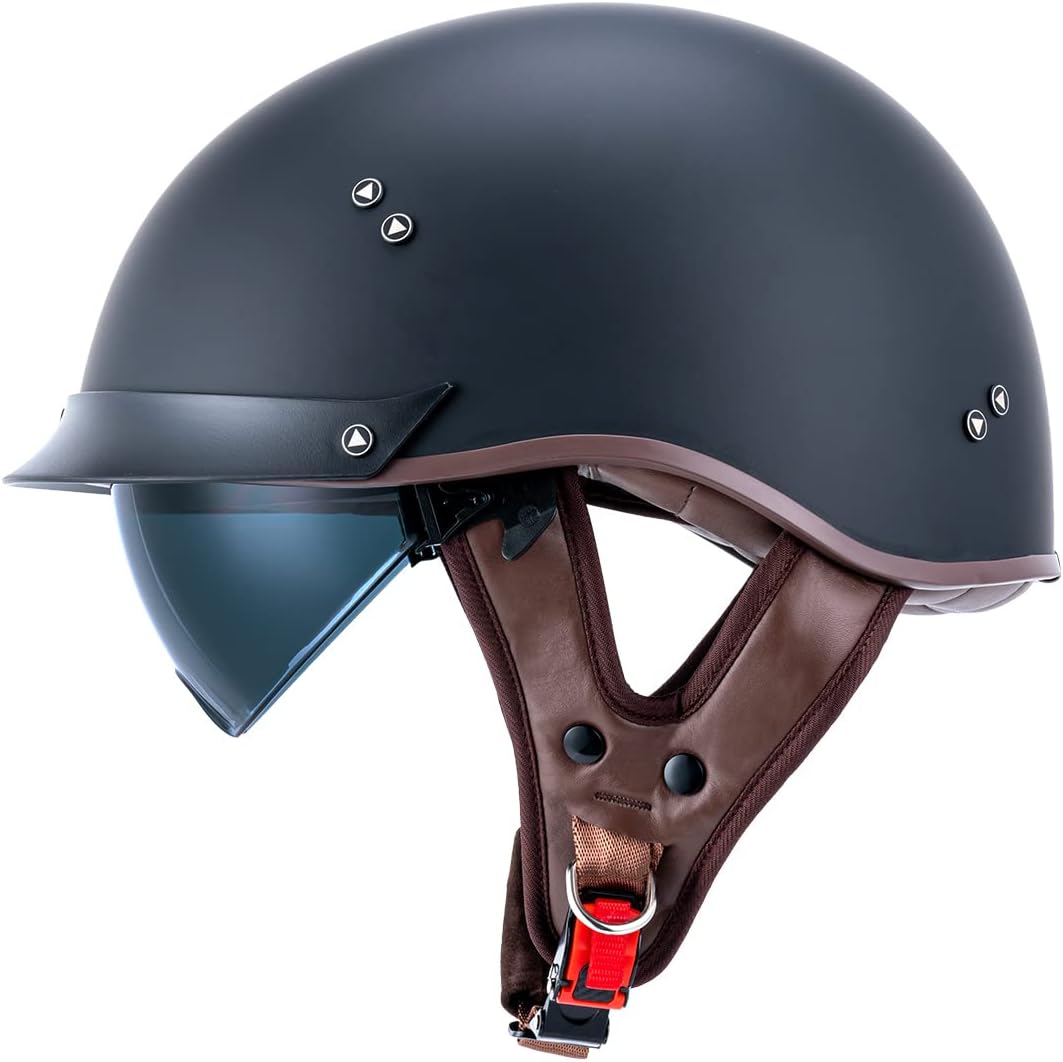 VCOROS Half Helmet Motorcycle DOT Approved with Sun Visor