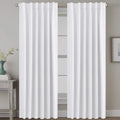 White Thermal Blackout Curtains 52 x 96 in - Insulated Room Darkening