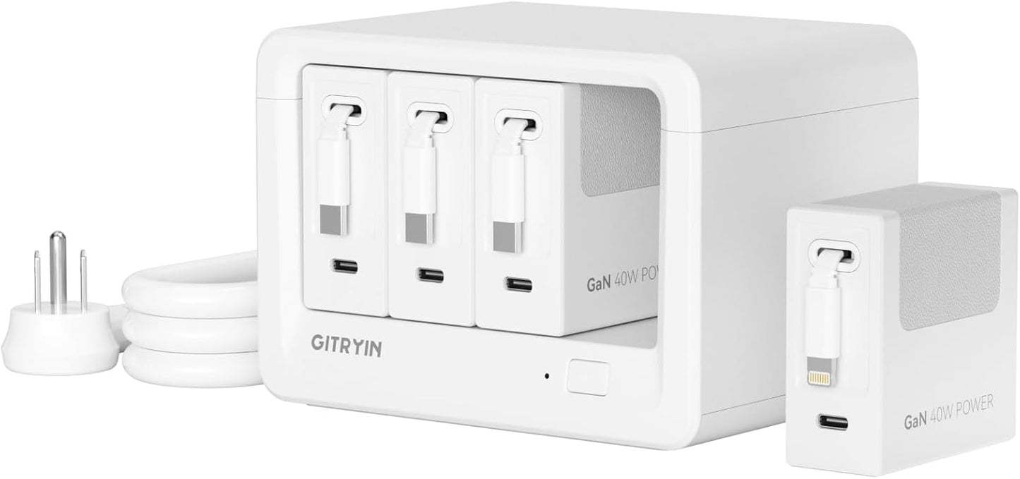 12-in-1 Desktop Charging Station with Retractable Chargers
