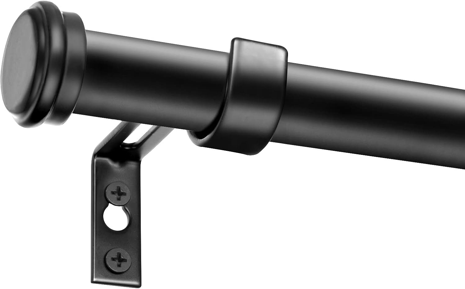 Adjustable Heavy Duty Black Curtain Rod Set