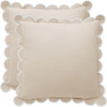 Scalloped Pillow Cover Set of 2 - 18 in Beige with White Edge
