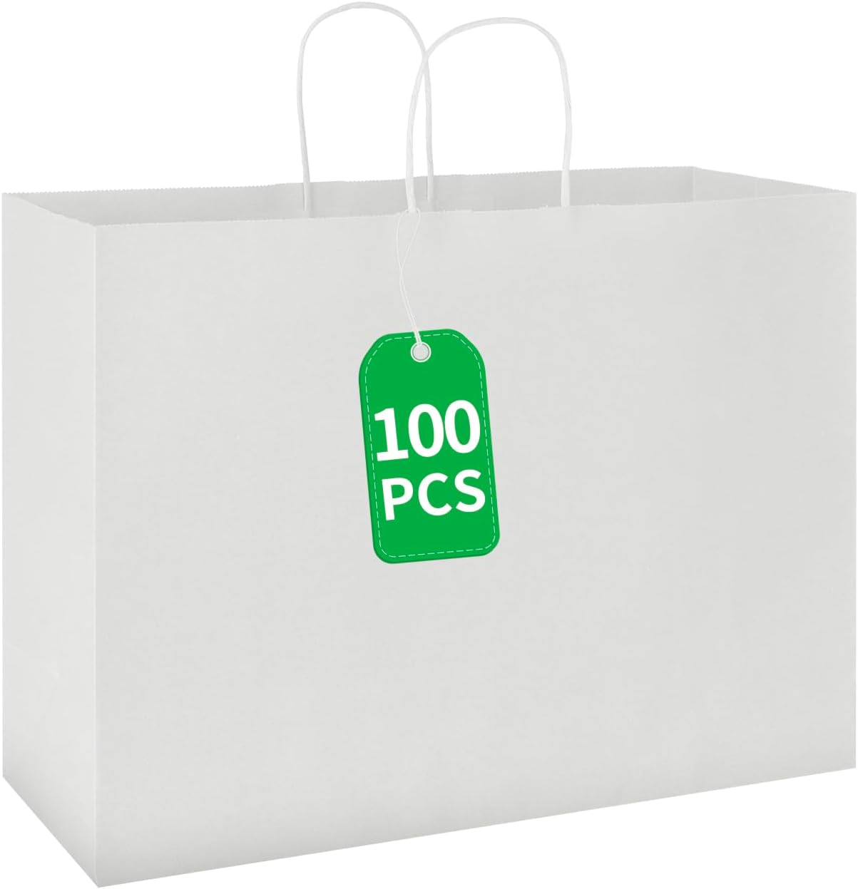 Large White Kraft Paper Bags with Handles for Shopping and Gifts