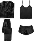 SWOMOG Womens Silk Satin Pajamas Sets 4pcs - Versatile Sleep & Lounge