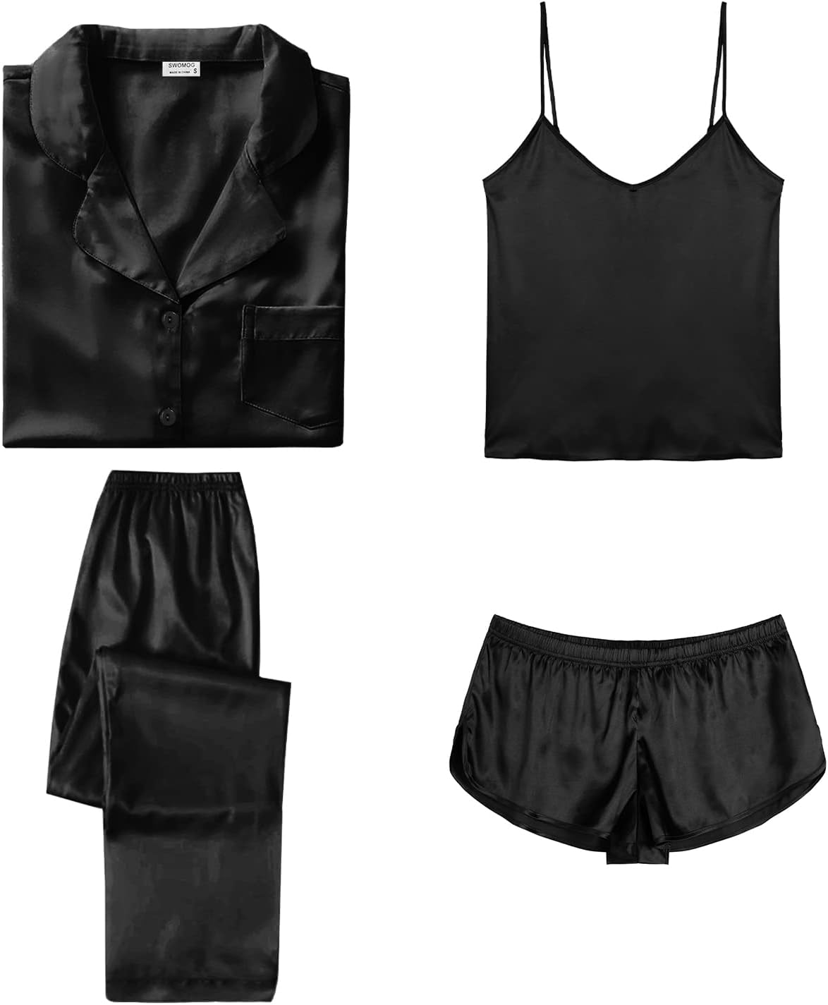 SWOMOG Womens Silk Satin Pajamas Sets for Ultimate Comfort