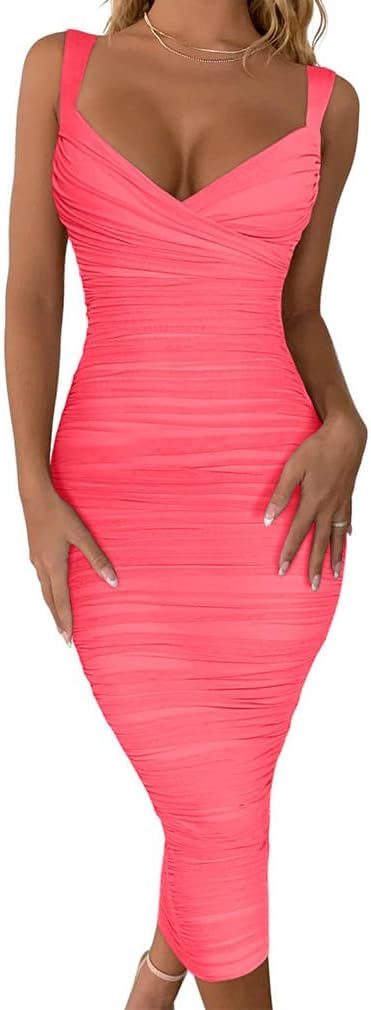 BEAGIMEG Women's Sexy Bodycon Sleeveless Midi Dress Review