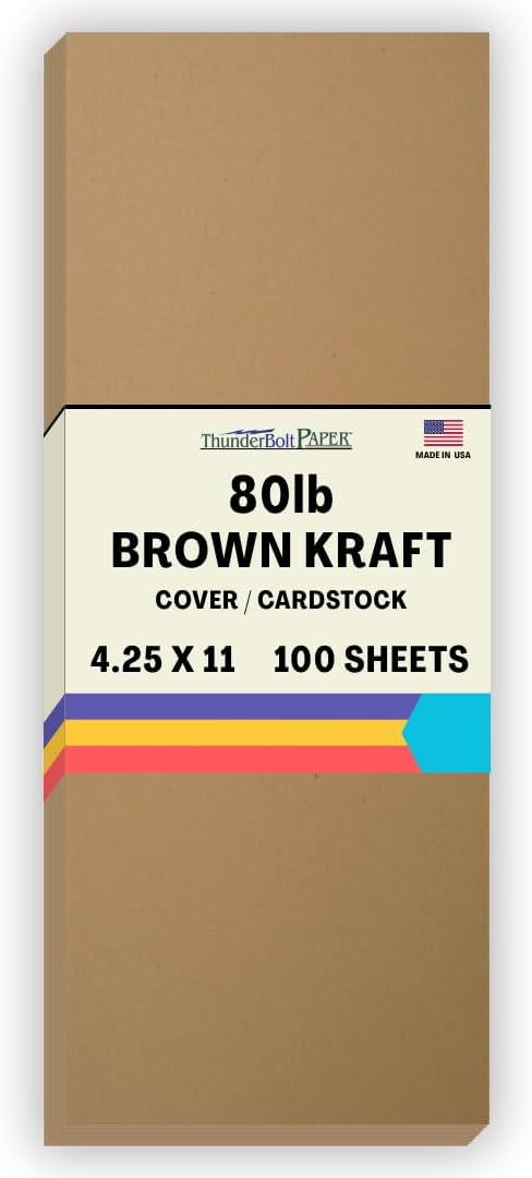 100 Brown Kraft Fiber Cover Paper Sheets for Crafting Projects