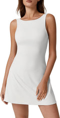 Women's Sporty Open Back Tennis Dress with Shorts for Active Play