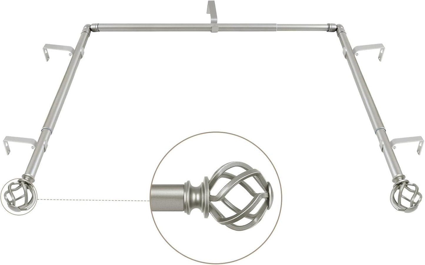 KAMANINA Silver Bay Window Rods, Adjustable for Versatile Styling