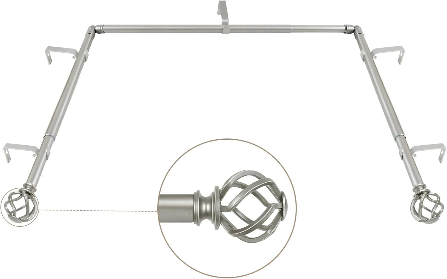 KAMANINA Silver Bay Window Rods, Adjustable for Versatile Styling