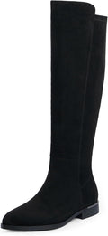 Modatope Knee High Boots Women Flat Rounded Toe Stretchy (Style GQTZ)