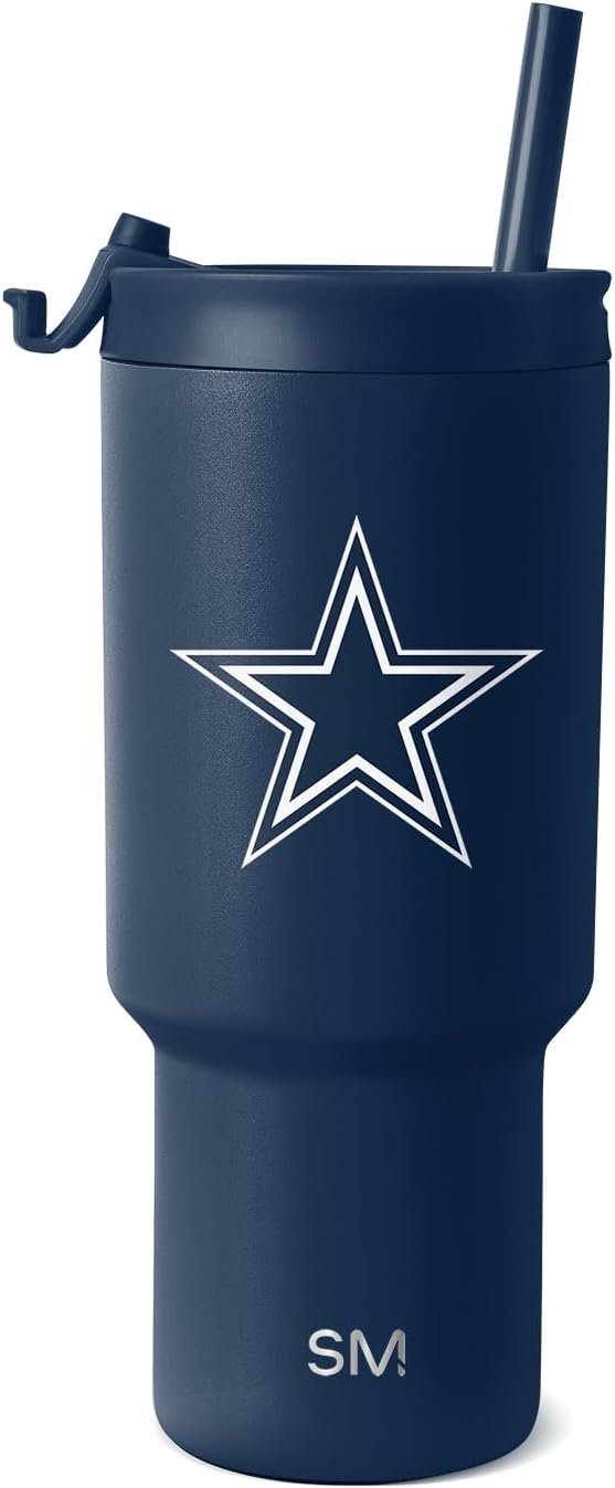 Dallas Cowboys 30 oz Tumbler with Flip Lid and Straws - Perfect Gift