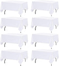 8 Pack White Table Cloth Rectangle 60 x 126 in - Washable, Wrinkle