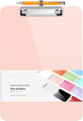 Sooez Pink Clipboard: 10% Thicker, Cute Design, Low Profile Clip - A4 Size