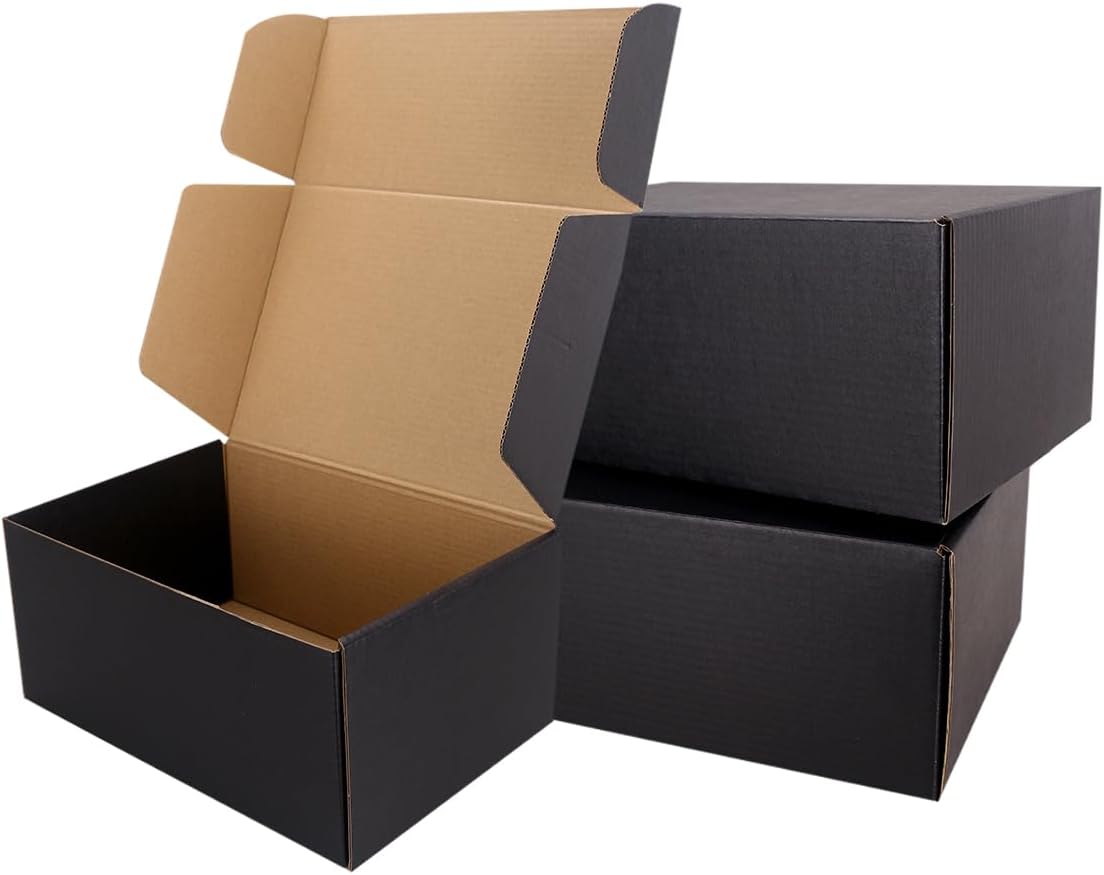 Shipping Boxes 12x9x4 Black Corrugated Cardboard for E-Commerce