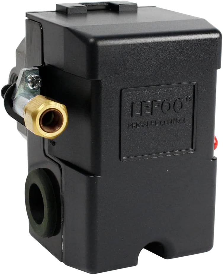LEFOO Heavy Duty Pressure Switch - 90-125psi, 4 Port, 26 Amp