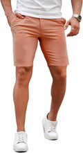 Mens Slim Fit Chino Shorts 9ft Inseam - Stretch Slim Fit for Men