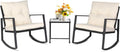 SUNCROWN 3 Piece Outdoor Rocking Bistro Set - Comfortable Patio