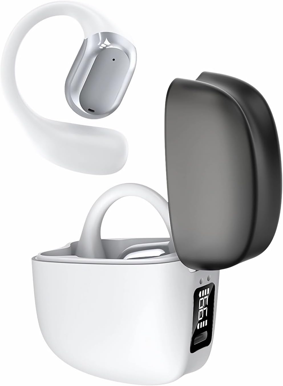 Crystal Clear Stereo Earbuds: 50H Play, IPX7, LED, White