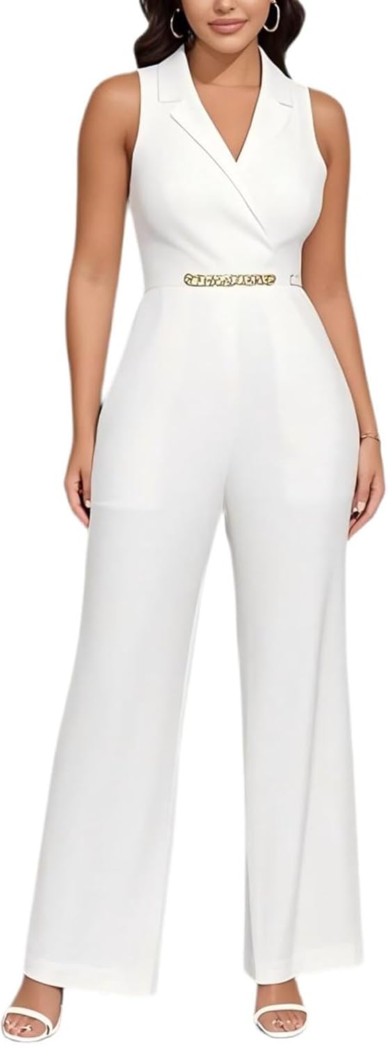 DeftSharp Women's Elegant High Waist Cocktail Jumpsuit for Parties