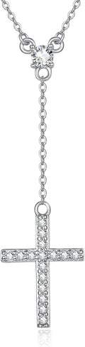 Faith Cross Necklace Sterling Silver Pendant - Dainty CZ Cross