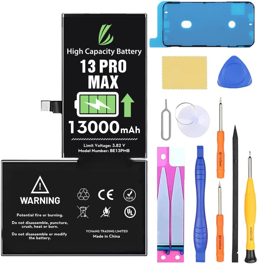 LL TRADER Battery for iPhone 13 Pro Max - 13000 mAh Power