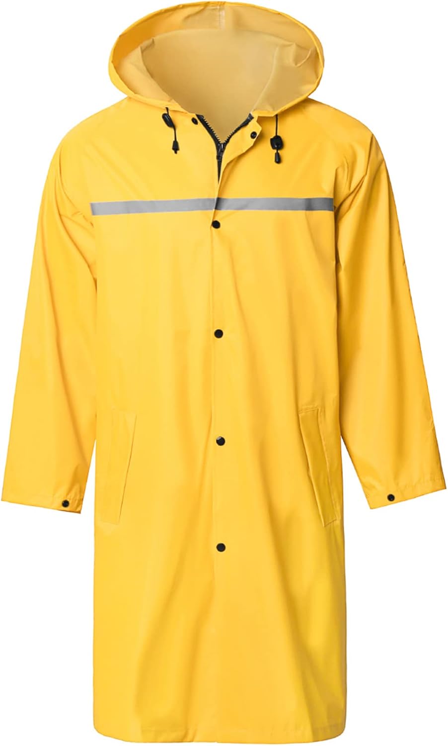 SaphiRose Mens Long Hooded Safety Rain Jacket for All Weather