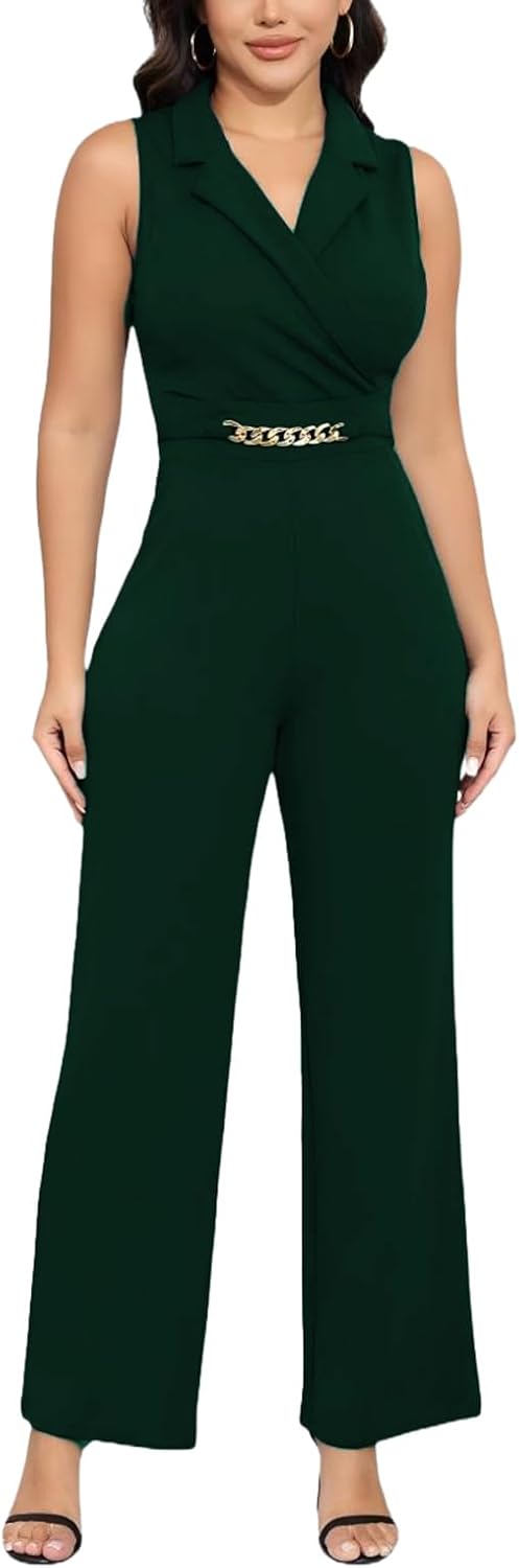 DeftSharp Women's Elegant High Waist Cocktail Jumpsuit for Parties