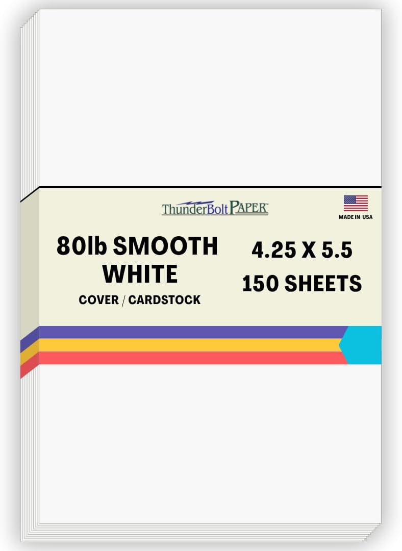 150 Bright White Smooth Card Paper Sheets for Quality Printing