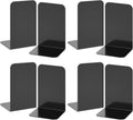 VFINE Bookends 4 Pairs Black Metal Book Ends - Heavy Duty Shelf