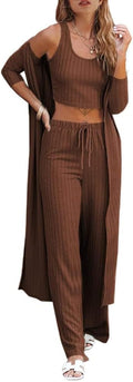 Fessceruna Womens 3 Piece Lounge Set - Soft Knit Loungewear Women's