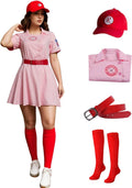Womens Baseball League Dottie Costume Jersey Dress Uniform Set LVLING