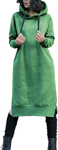NUTEXROL Women's Thickening Long Fleece Hoodie Dress Pullover