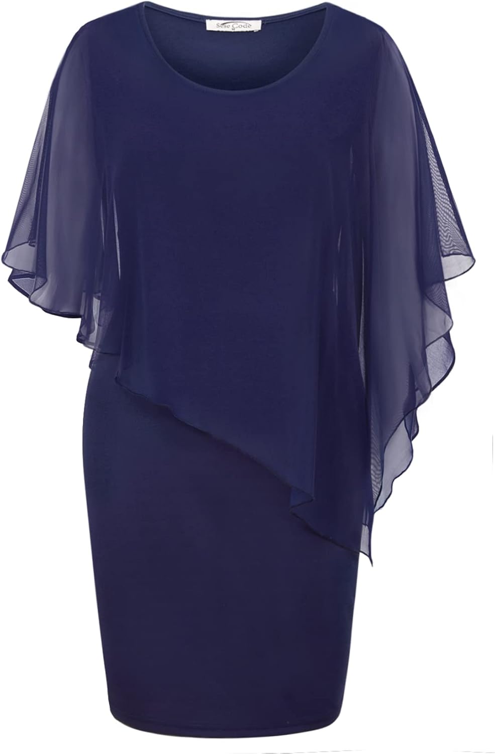 Stylish Women's Mesh Cape Overlay Bodycon Dress for Weddings