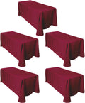 LTC LINENS 5-Pack Burgundy Tablecloths for 6 ft Tables