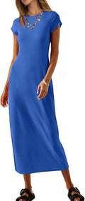 MEROKEETY Women's Summer Short Sleeve Tshirt Dress - Casual Maxi