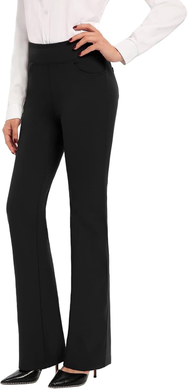 Bootcut Yoga Dress Pants for Women - High Waist Stretch Fit