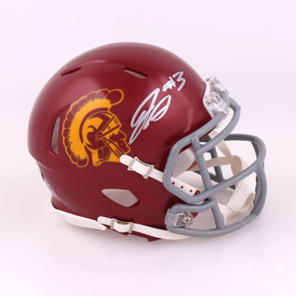 Jordan Addison USC Trojans Signed Mini Helmet - Beckett Certified