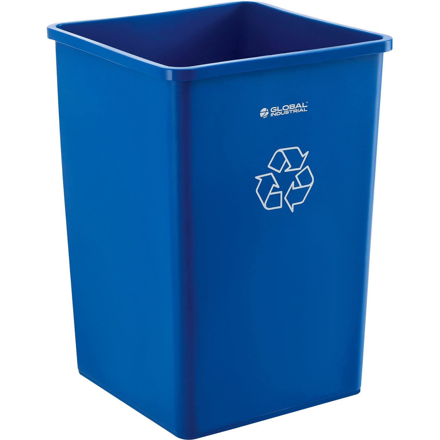 Global Industrial 35 Gallon Square Plastic Recycling Trash Can