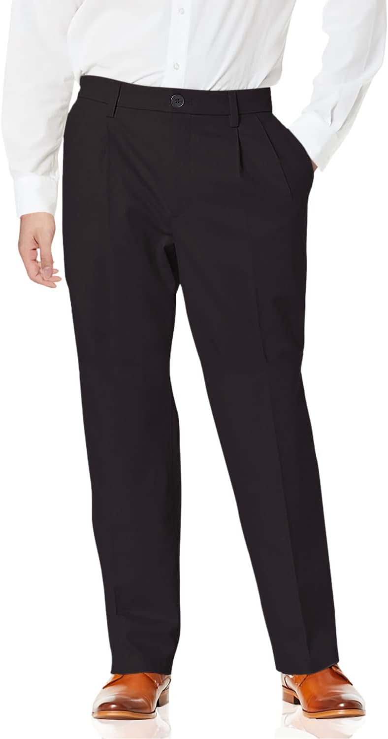 DOCKERS Men's Relaxed Fit Khaki Lux Cotton Stretch Pants
