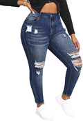 ALLABREVE Womens Plus Size Skinny Jeans High Waisted Ripped Ankle