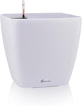 18x17 White Matte Self Watering Planter with Wheels - Indoor Outdoor