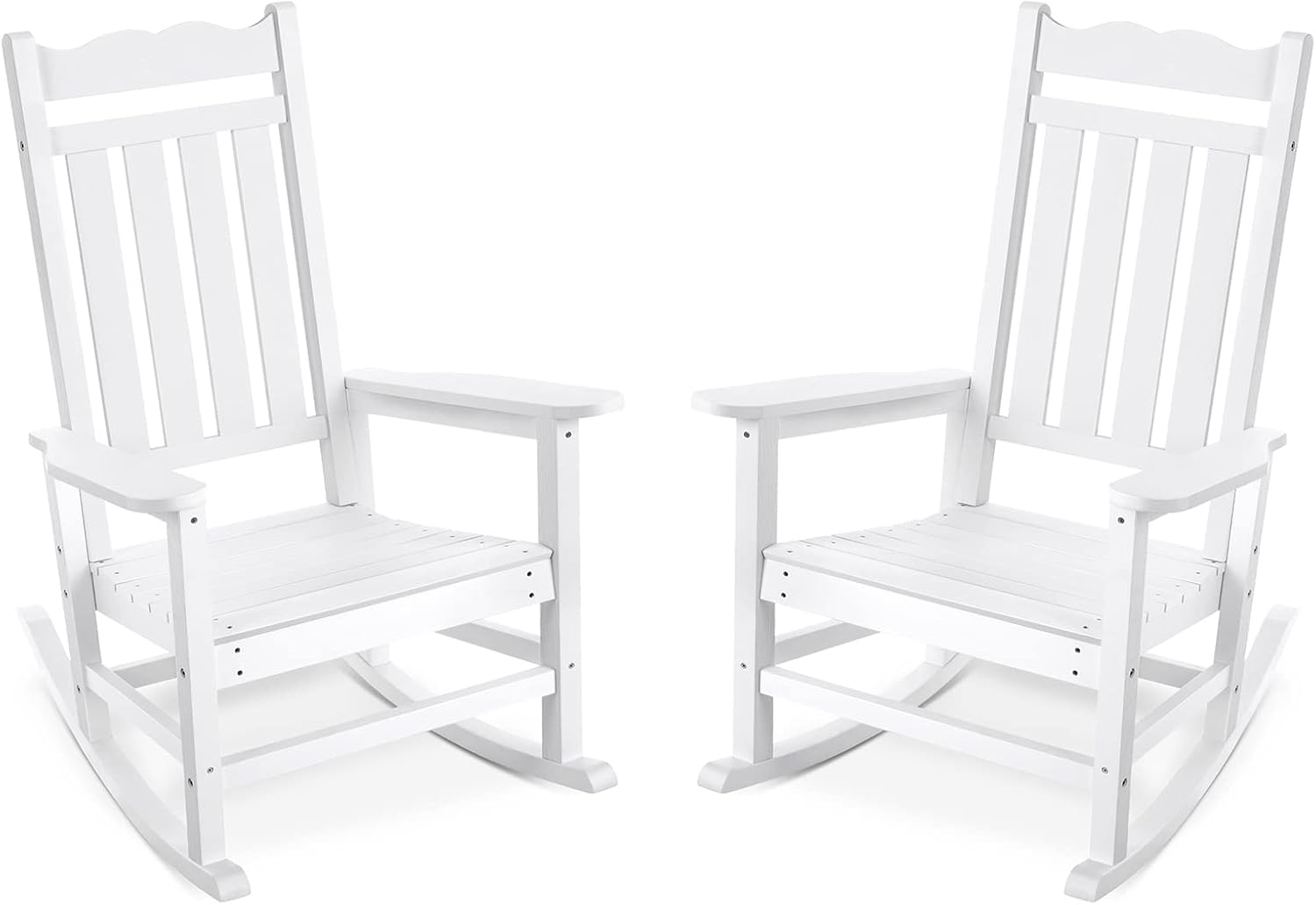 HIPS Plastic Outdoor Rocking Chairs - 400 lbs Capacity, Indoor & Outdoor (White)